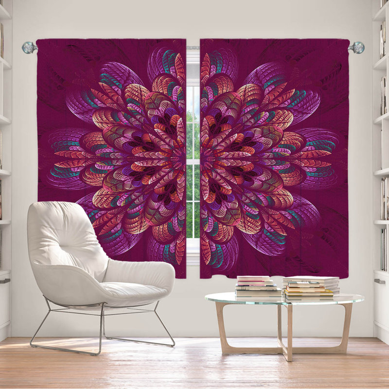 Paire de rideaux obscurcissant en polyester Bourdeilles, Mauve / Rose / Bleu, L 56 po x L 78 po