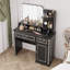 Bureau de coiffeuse avec miroir à DEL, tiroirs de rangement et prises de courant intégrées-1866116228