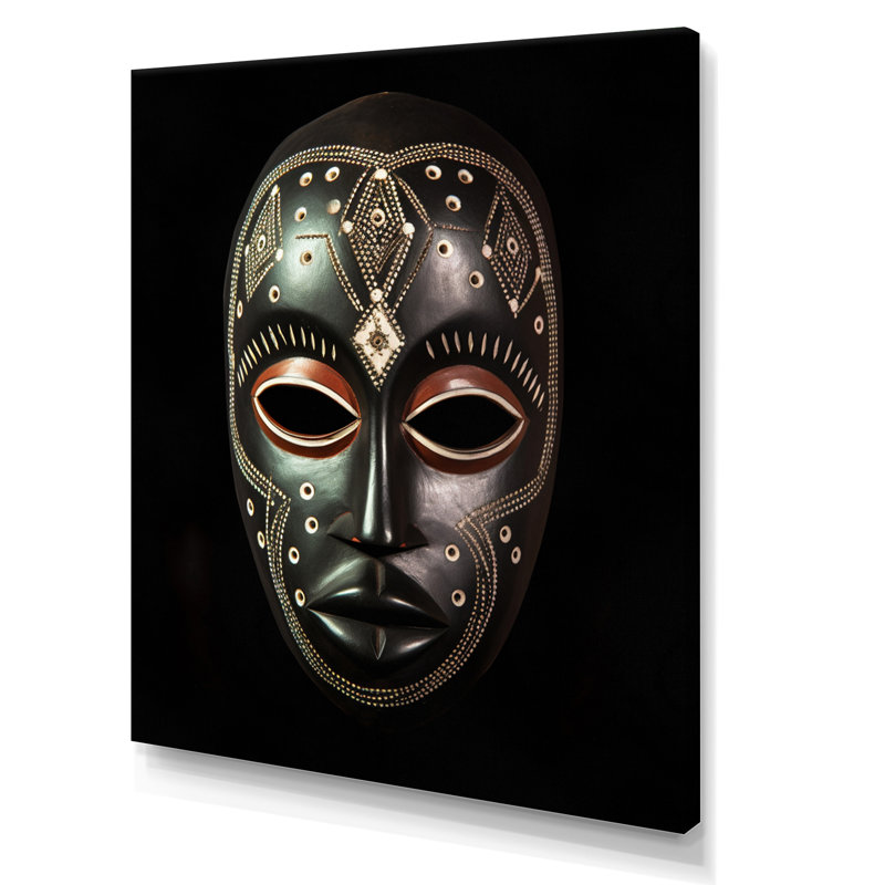 Masque africain Ethnical Traditional, Toile tendue, H 32 po x l 24 po x P 1 po