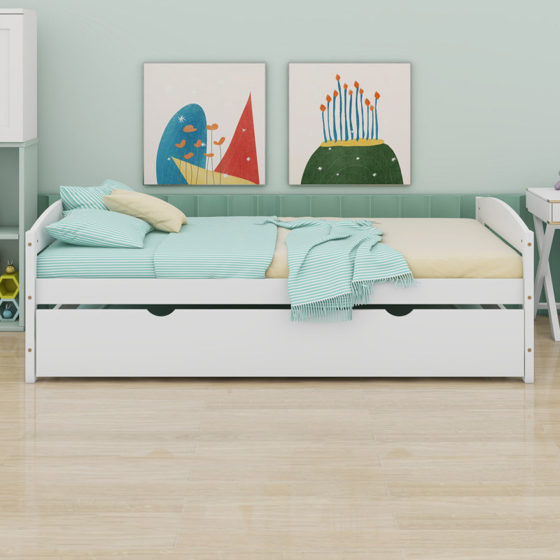 Lit plateforme avec lit gigogne, Blanc