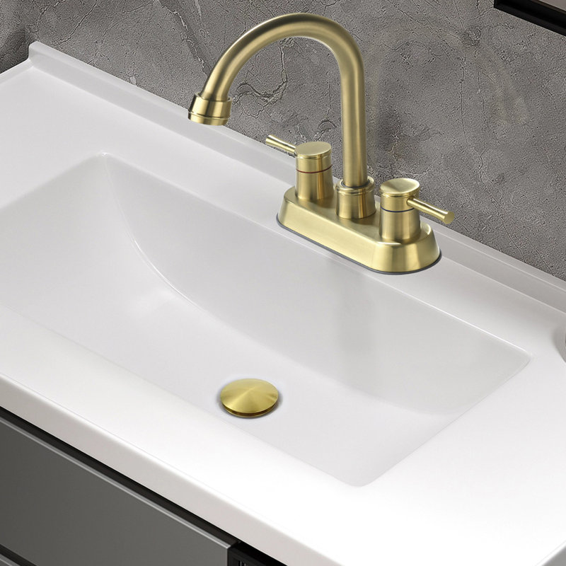 Bathroom Sink Stainless Steel Pop Up Drain Without Overflow(1 Pcs), Brushed Gold