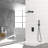 12 Inch Square Wall Mounted Dual Shower Head System In Matte Black With - Scald Balanced Valve, Rainfall Experience, 360 Swivel And Handheld Spray For Various Needs System, Balanced, Adjustable-125819274