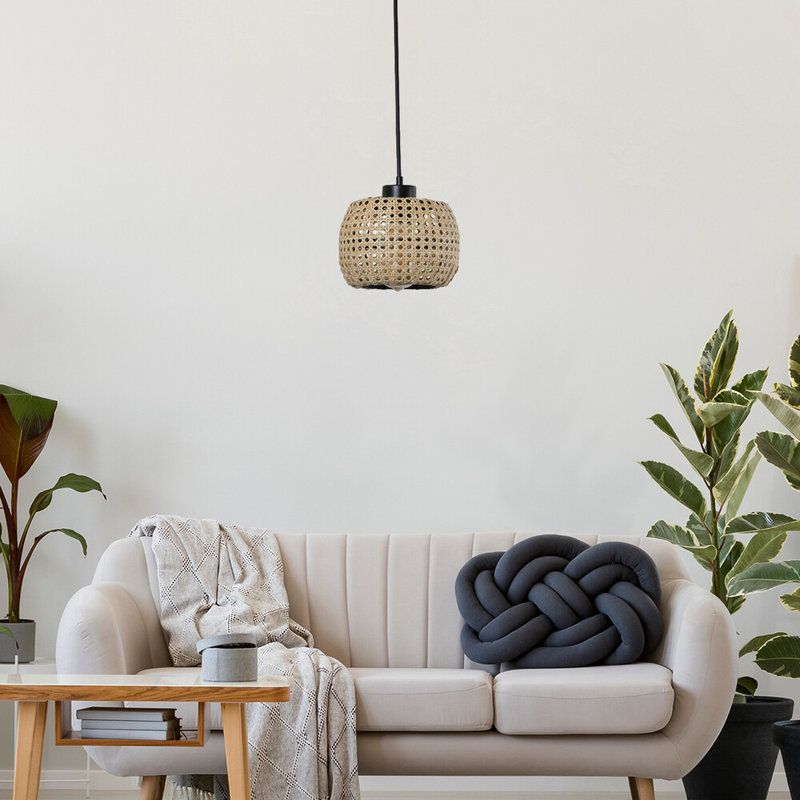 Luminaire suspendu tambour simple à 1 lumière Ott, Beige