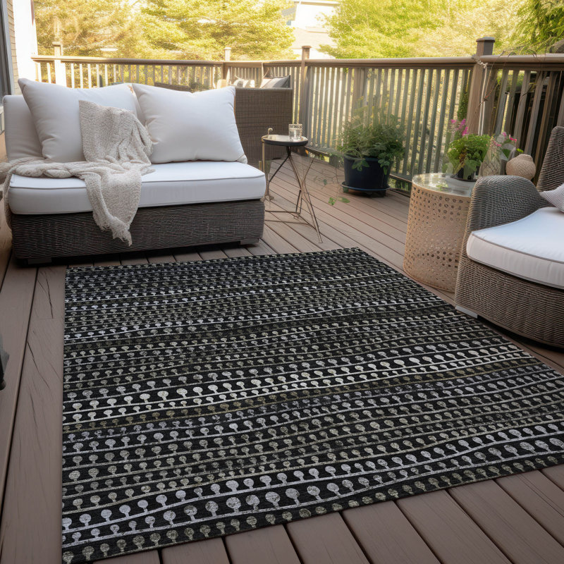 Malchow Washable Striped Indoor / Outdoor Rug, Rectangle 10' x 14'