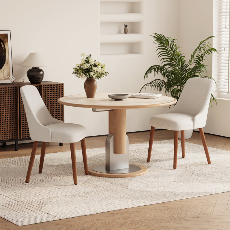50.5cm H Fabric Upholstered Upholstered Back Side Chair, Beige