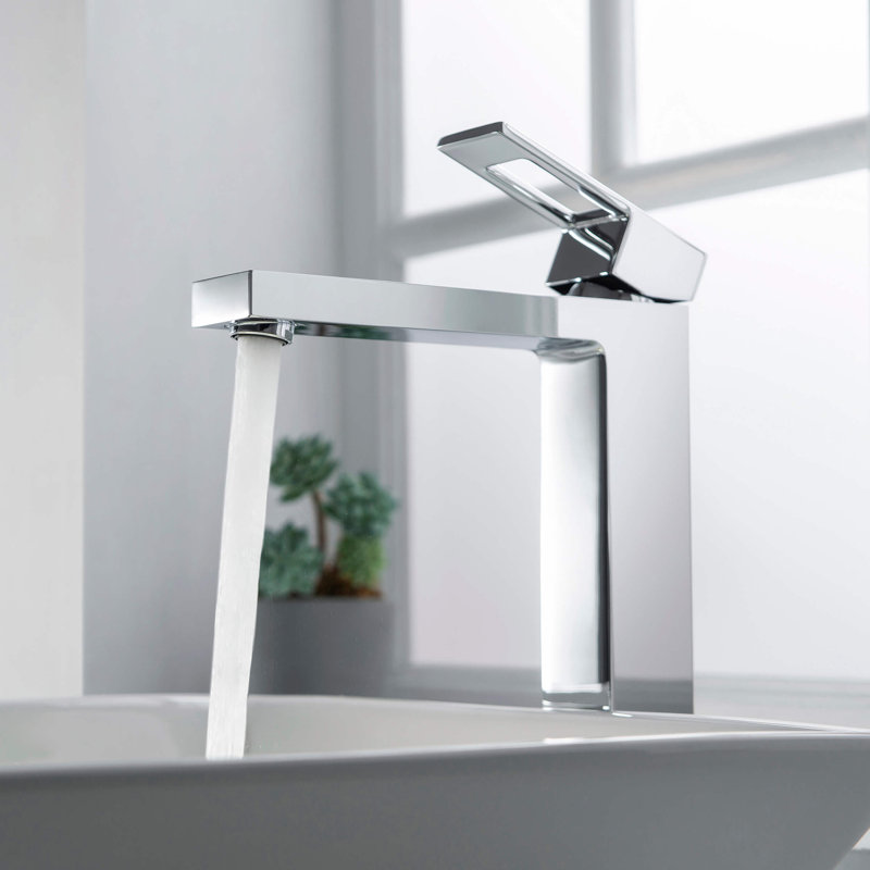 Cube Single-handle Bathroom Faucet, Chrome, Without Pop Up Drain