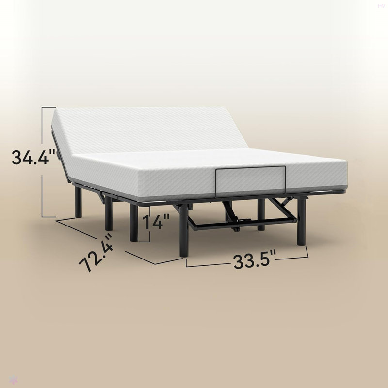 Adjustable Bed Base Frame Head And Foot Incline Quiet Motor Queen Size Zero Gravity, Dual USB A+C Ports, Remote Control With ZG And Memory Keys