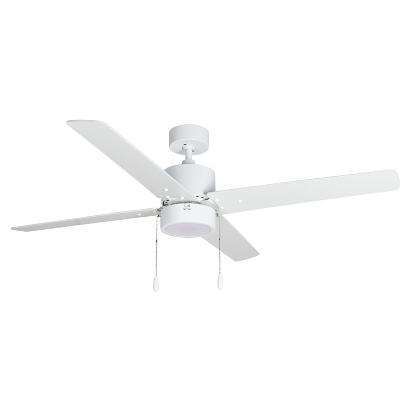 Scoggins 52" 4-Blade Indoor Ceiling Fan, White, White