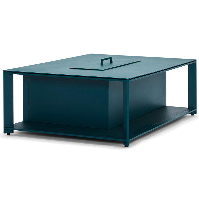 Shelf Style Coffee Table Height Rectangular Fire Table, Chestnut Brown