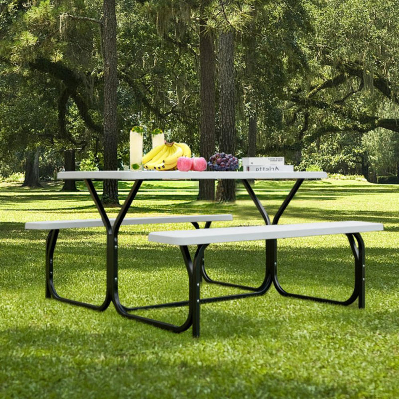 Dion 4 - Person Patio Dining Set with Rectangular Table, White