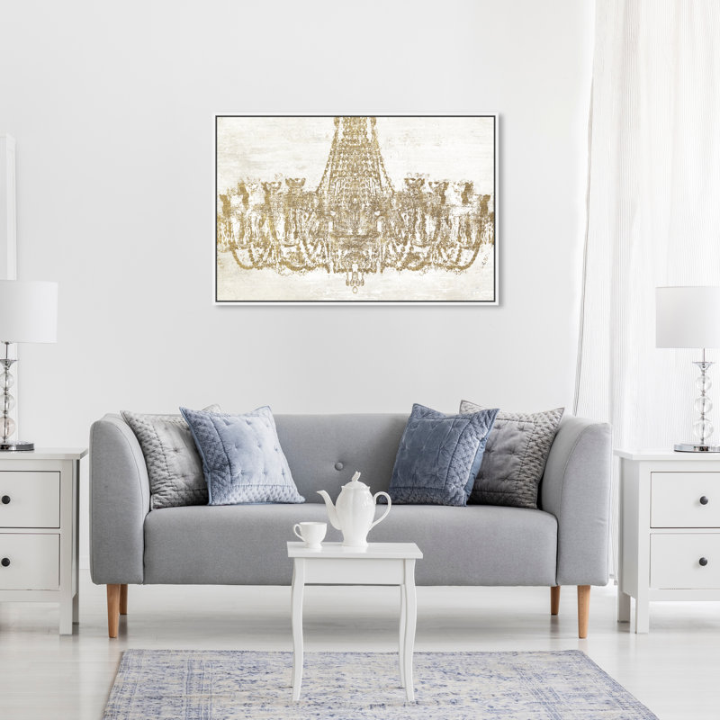 Glam Chandelier, impression sur toile tendue, Toile avec cadre blanc, H 20 po x l 30 po