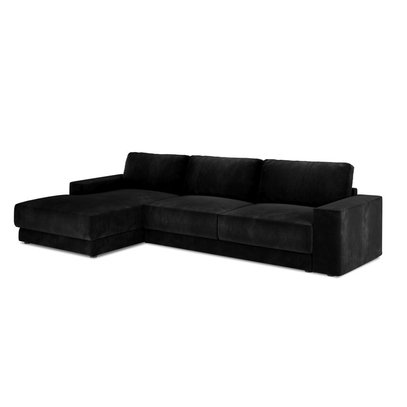 Donatella 6 Seater Sofa Bed, Black Velvet , Left Hand Facing