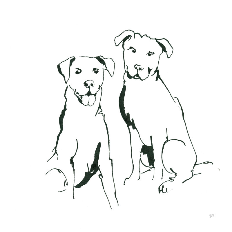 «Lovable Mutts III» par Chris Paschke - impression, H 36 po x l 36 po, Oui, Cadre simple noir