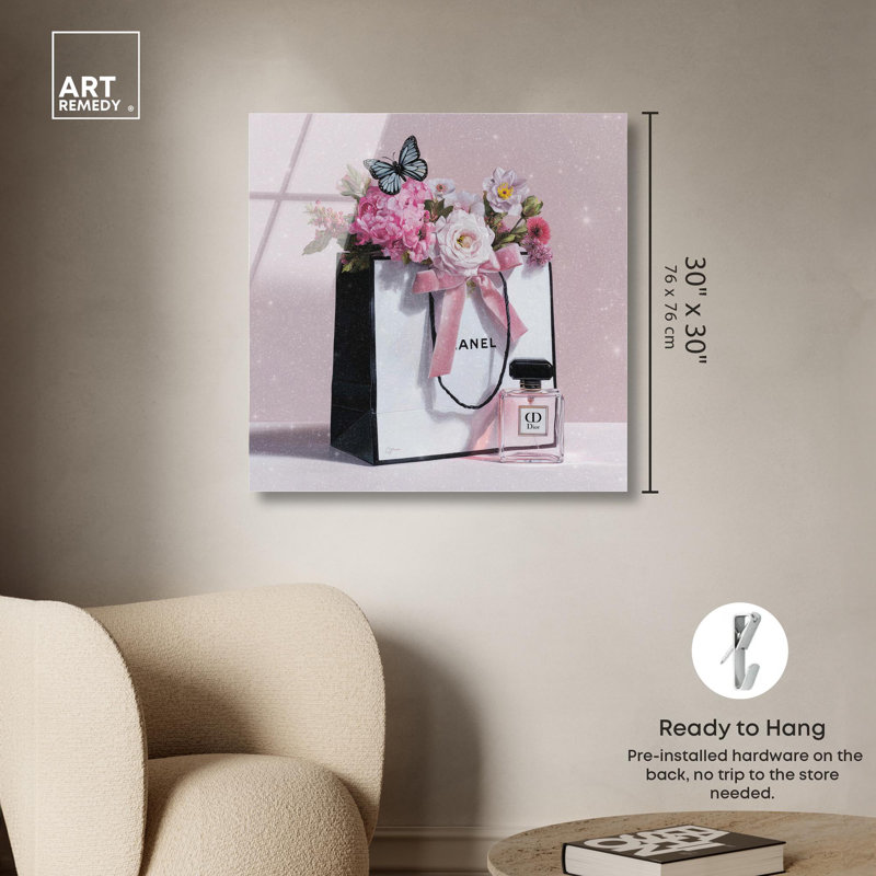 Printemps, sac rose, reproduction d'art acrylique sur toile par Art Remedy, H 30 po x l 30 po