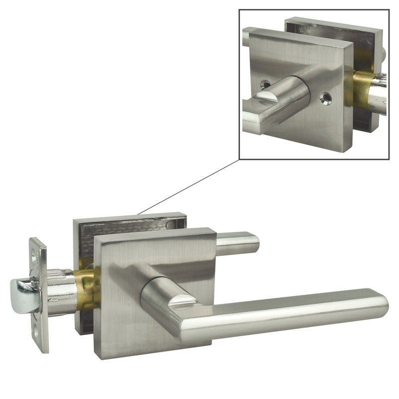 Square Satin Nickel Passage (Hall & Closet) Door Lever
