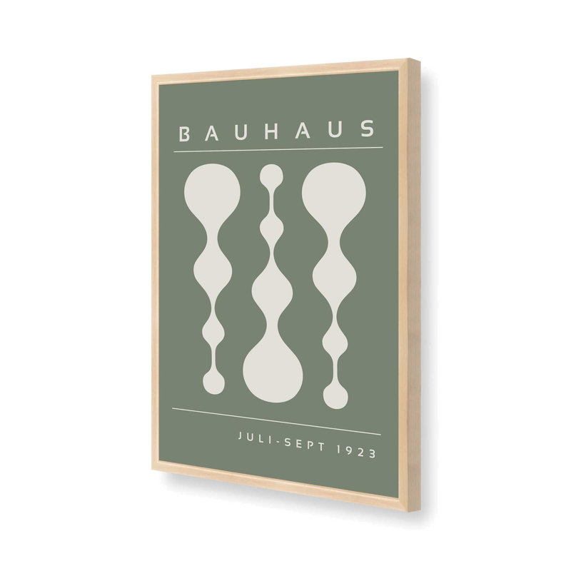 Green Retro Bauhaus Poster II Print, 25" H x 19" W x 1.25" D, Framed Print without Mat