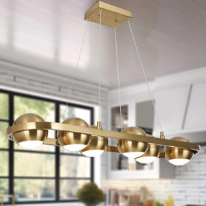 Bhagwan 6 - Light Kitchen Island Linear LED Pendant - Gold