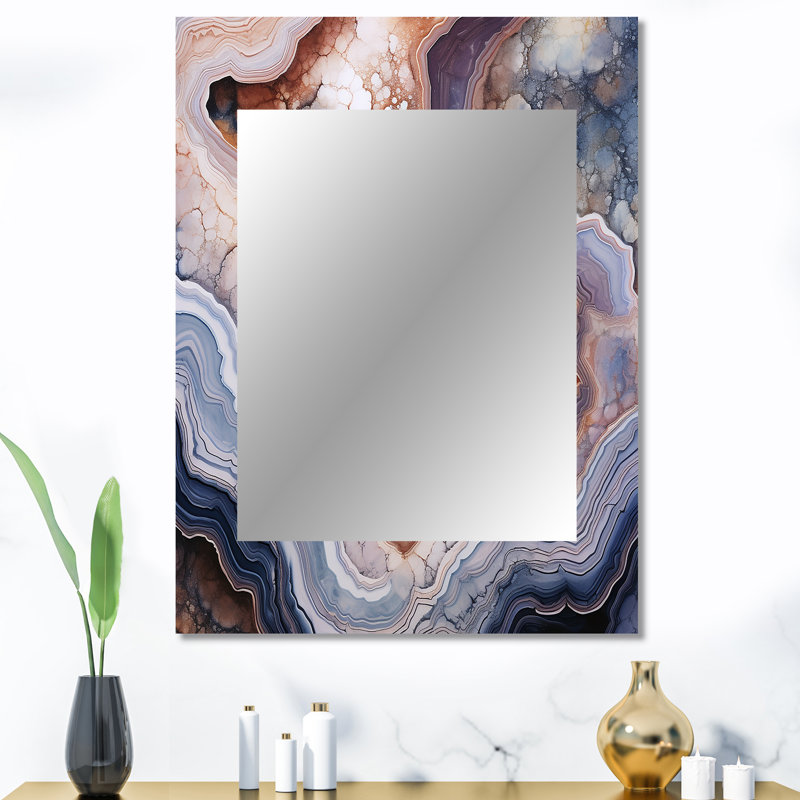 Stone Geode Scenery Minimalisme II - miroir mural en pierre Geode, miroir décoratif traditionnel, impression d'art en métal