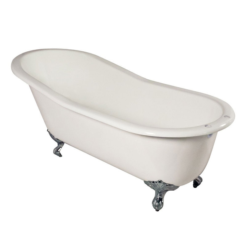 Mila 61.2'' x 30'' Soaking Porcelain Bathtub, Chrome