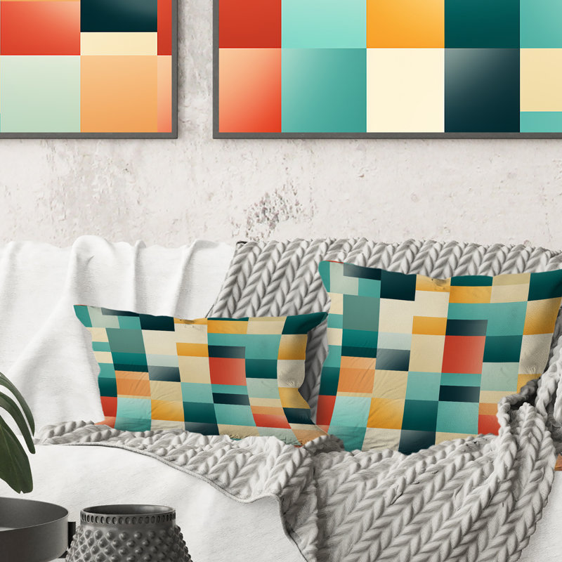  Checkered Polyester Throw Pillow
