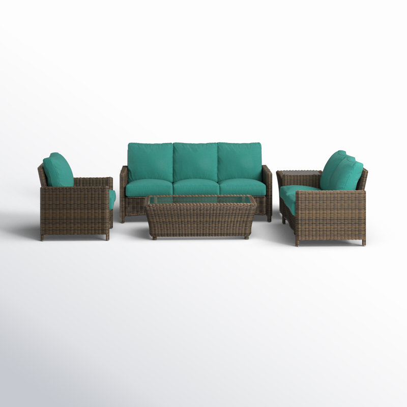 - Person Patio Conversation Set with Cushions, Aquamarine Sunbrella®