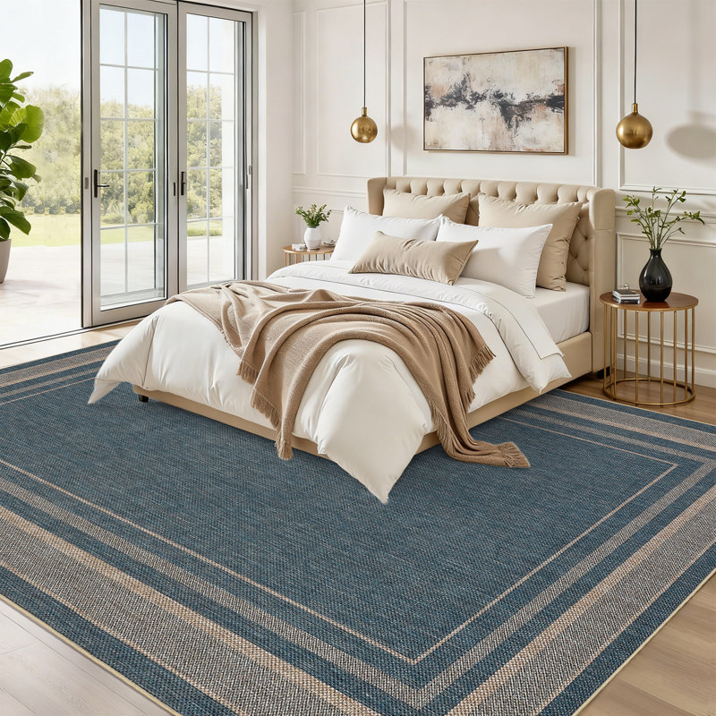 Rectangular Striped Area Rug, Blue, 120*170cm