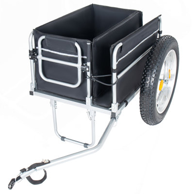 Remorque cargo robuste pour vélo avec pneus larges de 23 po x 4 po, capacité de 150 lb, chariot utilitaire pliable pour vélo avec attelage universel pour le camping et le transport