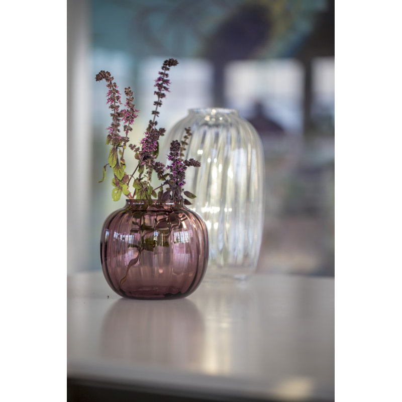 Primula Handmade Glass Table Vase, Plum, 4.9" H x 5.7" W x 5.7" D