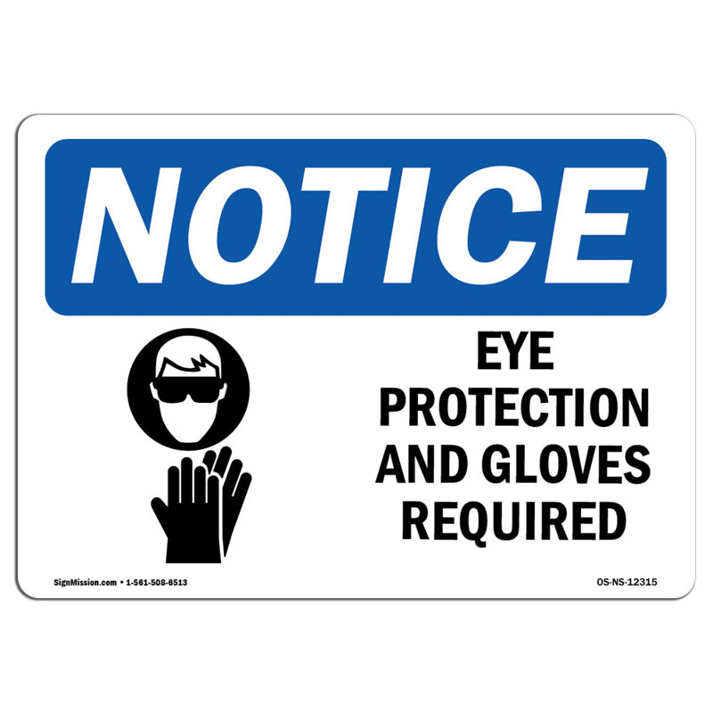Panneau de protection des yeux et des gants requis