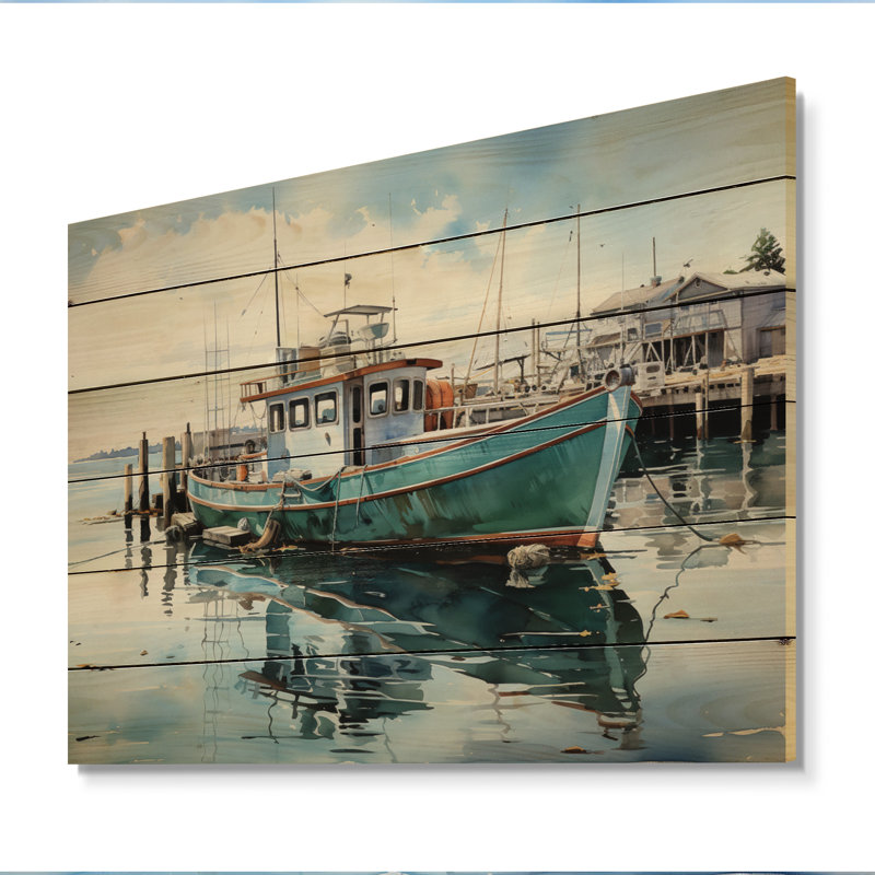 Port Harbor Reflections XV sur bois, H 10 po x l 20 po x P 0,78 po