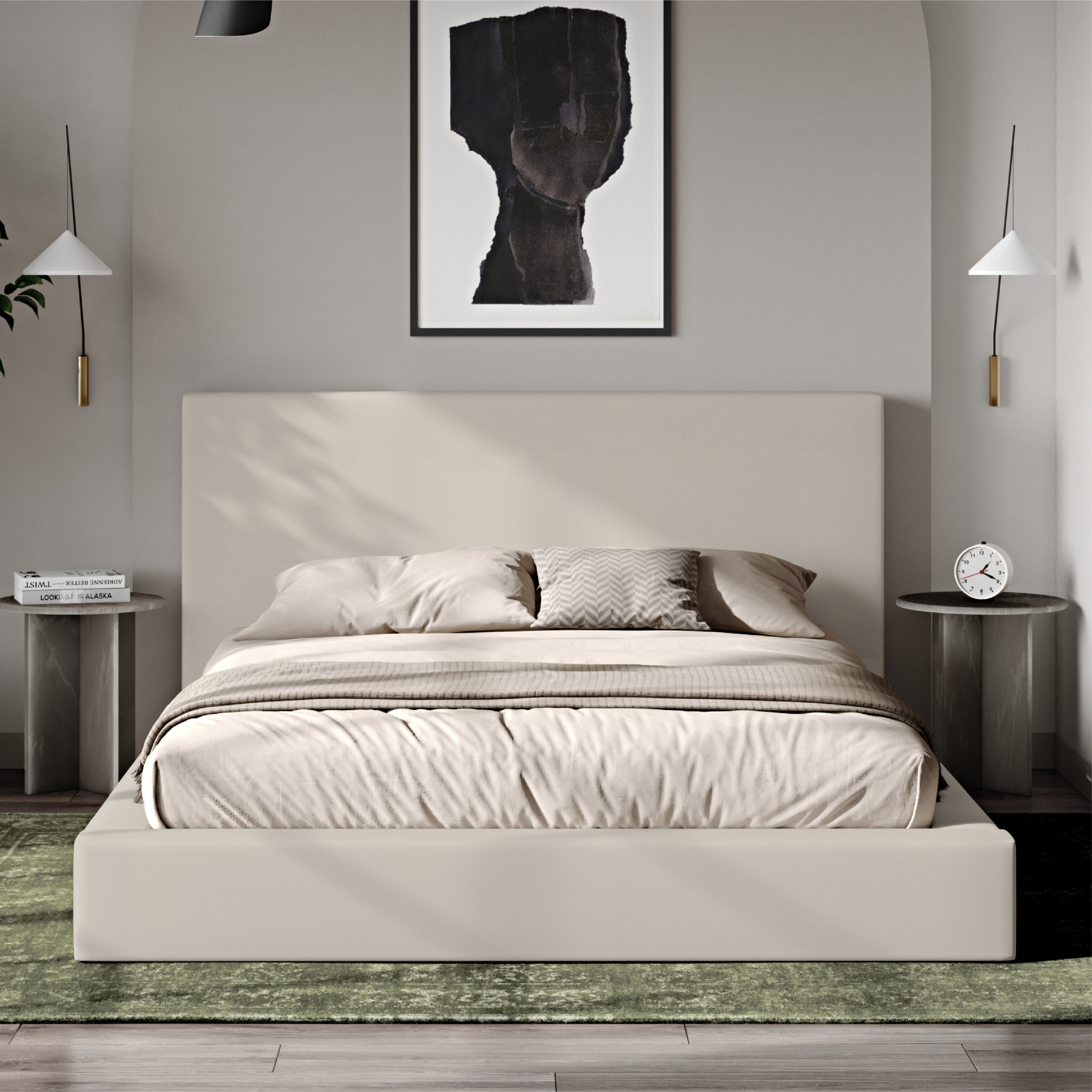 Brugal Grounded Upholstered Platform Bed Frame