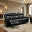 Ensemble de 2 fauteuils inclinables en similicuir brun foncé avec console centrale et porte-gobelets + causeuse entièrement assemblés-671488577
