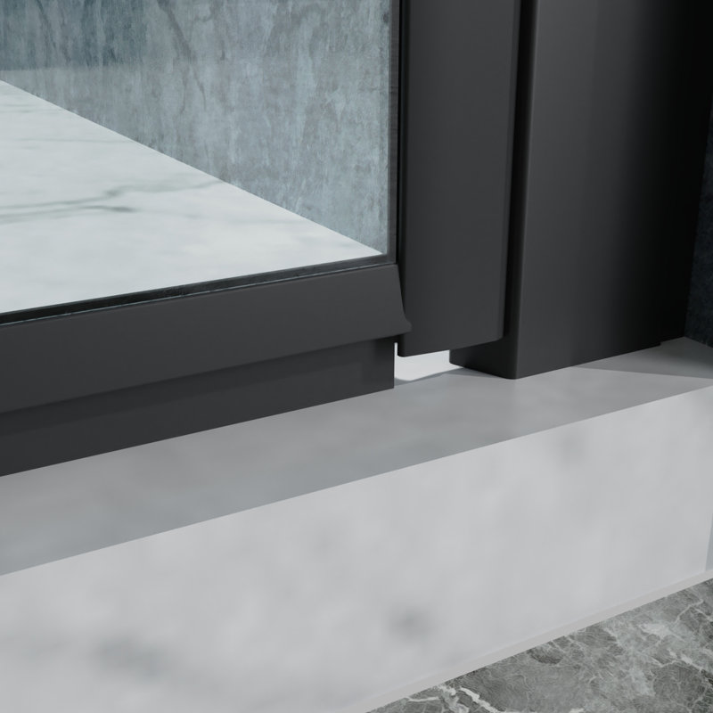 72 In. Flawless Glass Shower Door With Semi- Pivot In Matte Black, 32 To 33-3/8 - Fine Aluminium Composition X Black Production
