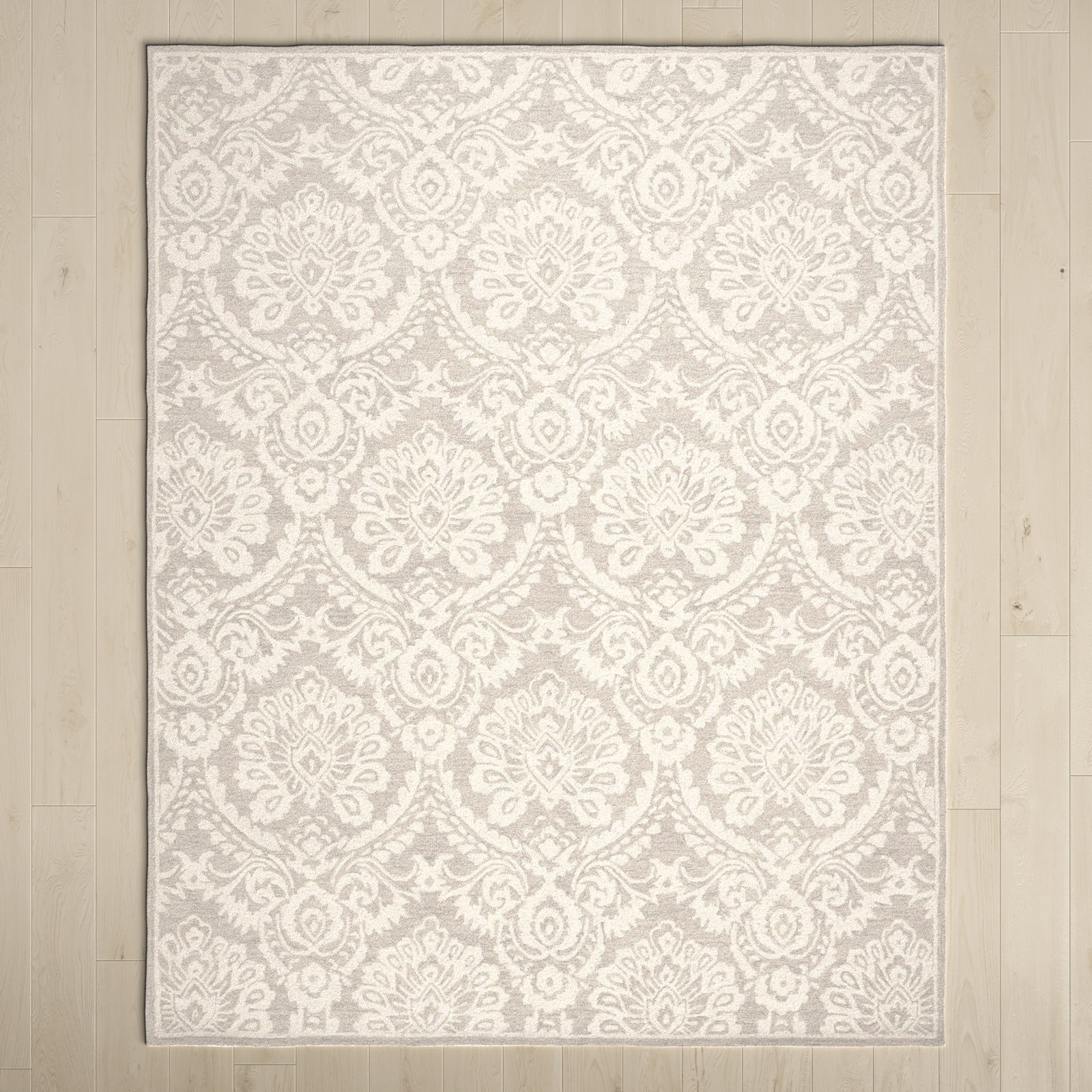 Tansy Handmade Wool Silver / Ivory Rug, Rectangle 6' x 9'