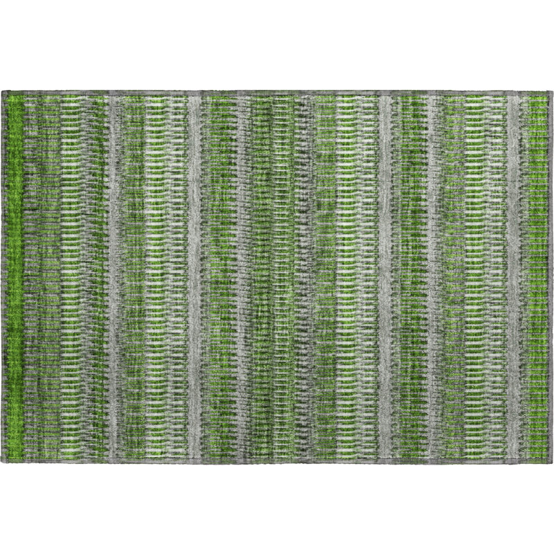Premium Machine Washable Cerrito AMF589 Green Rug, Rectangle 1'8" x 2'6"