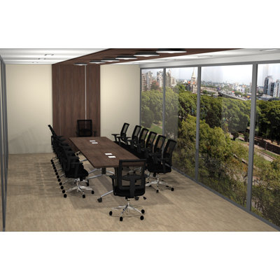 Rectangle 14 Person 80'' L Training Table and Chair Set with Cable Management