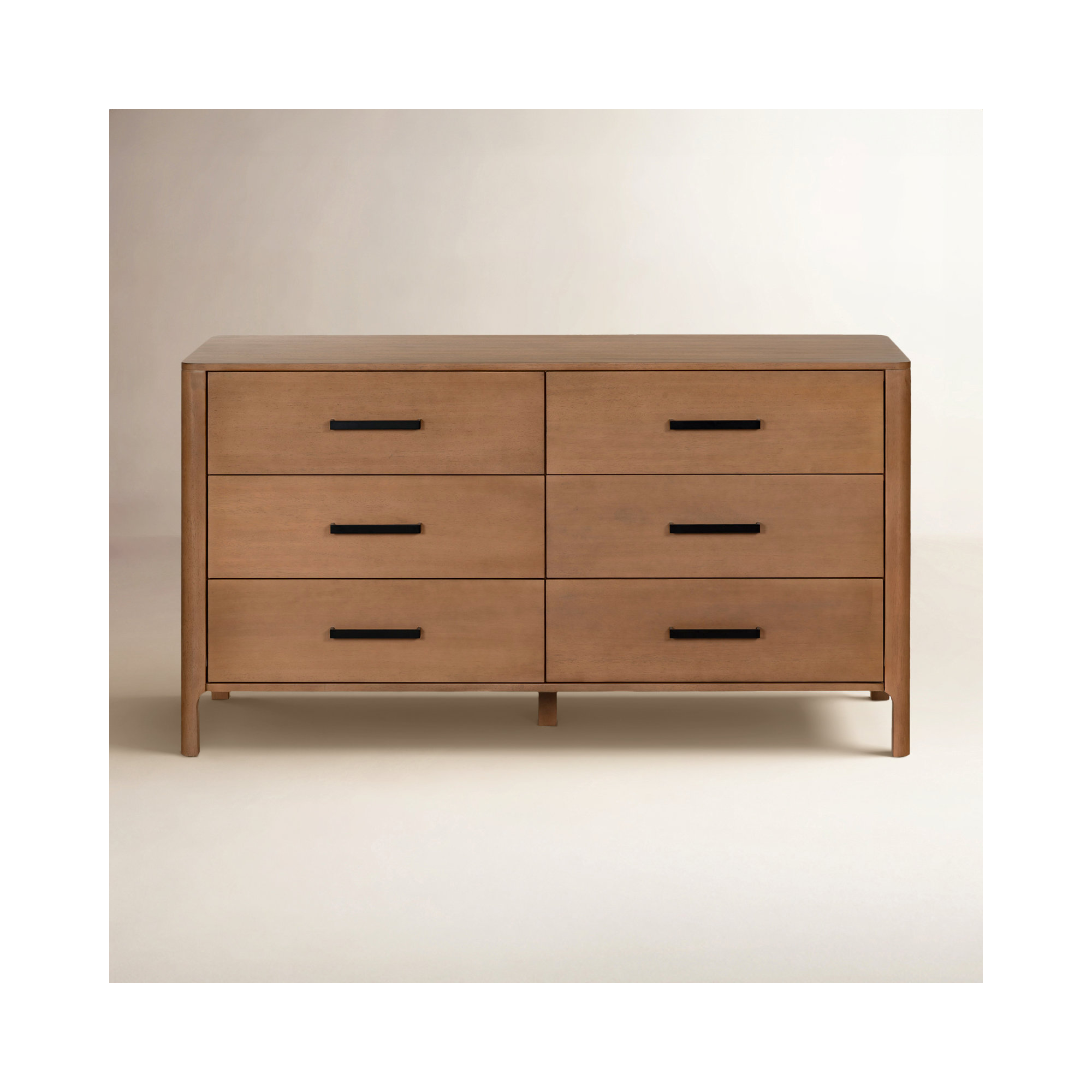 Abbiava 6 Drawer Wood Dresser, Natural/Black