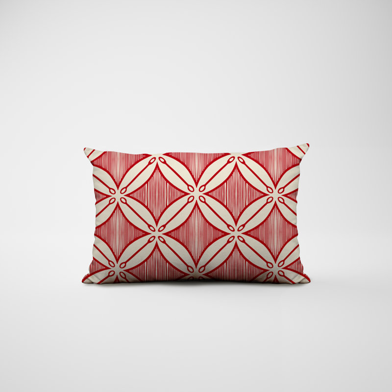 Polyester / Mélange de polyester Housse de coussin rectangulaire intérieure / extérieure lombaire et insert, Rouge