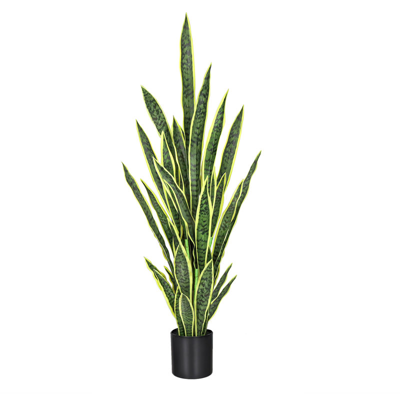 Plante de serpent artificielle Sansevieria en pot, Vert-jaune