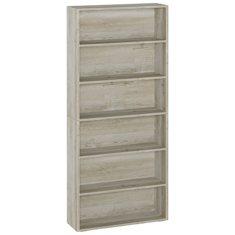 70.8" H x 23.8" W Standard Bookcase 6 Tiers Tall with Storage for Living Room, Home Office, Beige Maple