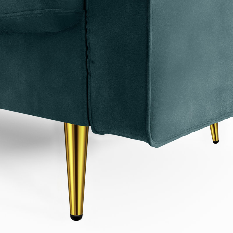 Madalinn 58'' Velvet Loveseat, Prussian Blue Velvet