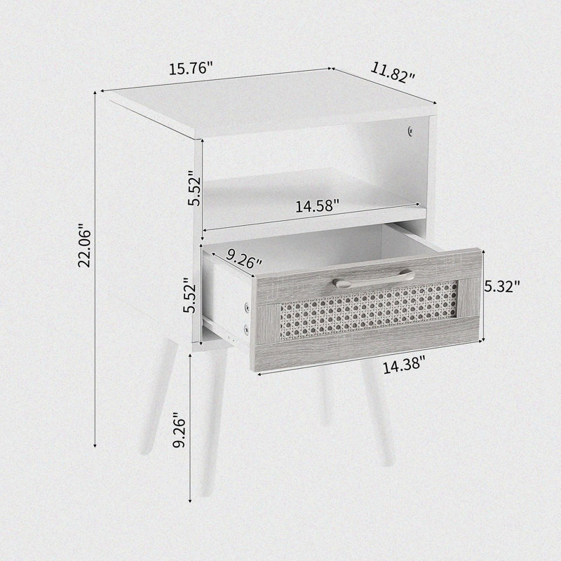 Table de chevet Soan, Blanc