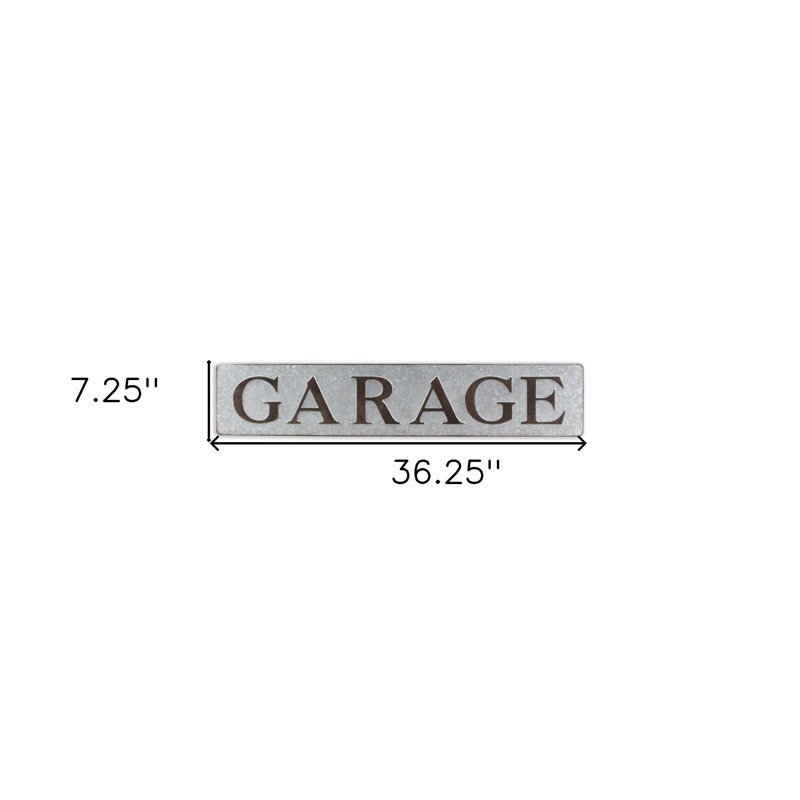 Décoration murale 7 po x 36 po en métal galvanisé gris et brun pour garage