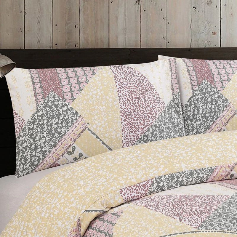 Olle Cotton Blend, Polyester Floral Duvet Cover Set with Pillowcases, Double - 2 Standard Pillowcases