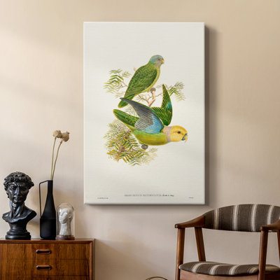 Lime&CeruleanParrotsI -Custom Wrapped Gallery Cavas