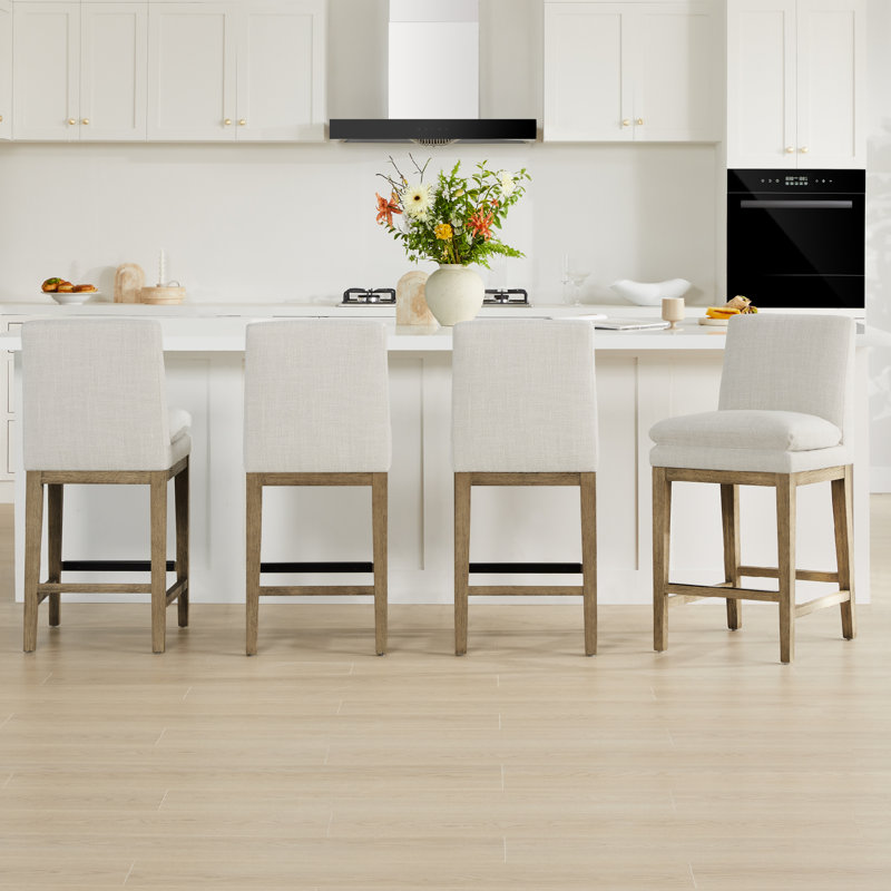 Tabouret de comptoir rembourré Bethea, Lin Performance Effie