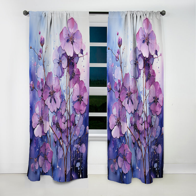 Birkholz - Rideau Violets - Rideau occultant à motif floral - 1 panneau, L 52 po x L 63 po