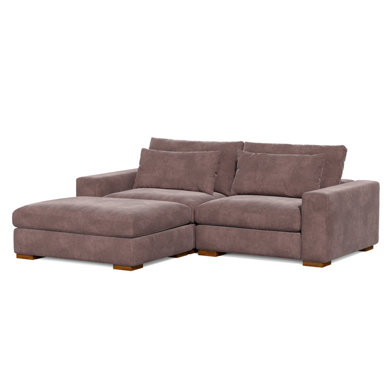 89'' Corduroy Sofa & Chaise, Chocolate Corduroy