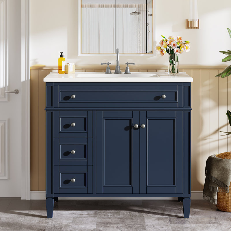 Meuble-lavabo simple 36 po avec comptoir 36 po, Bleu, 36"