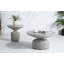 Table basse grise patinée avec plateau rond et base piédestal